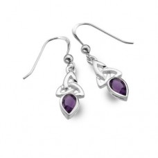 CELTIC TRINITY  EARRINGS AMETHYST